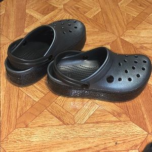 Black Platform sparkly  crocs